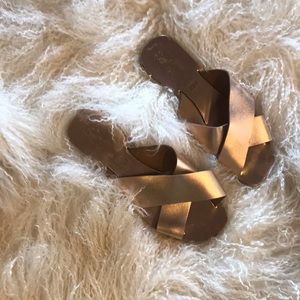 Rose gold slide sandals